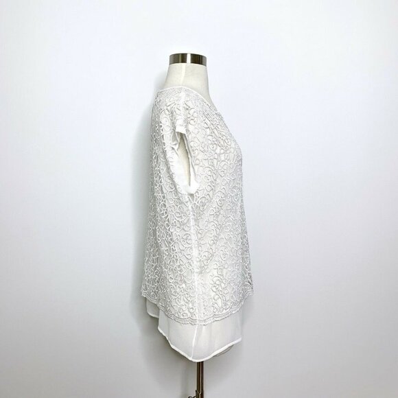NWT Conrad C Collection White Lace Overlay Top X-S - Picture 4 of 7